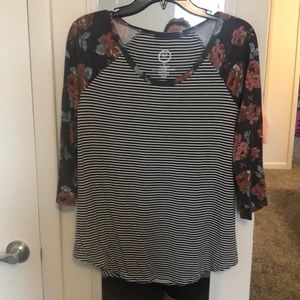 Floral stripe shirt.